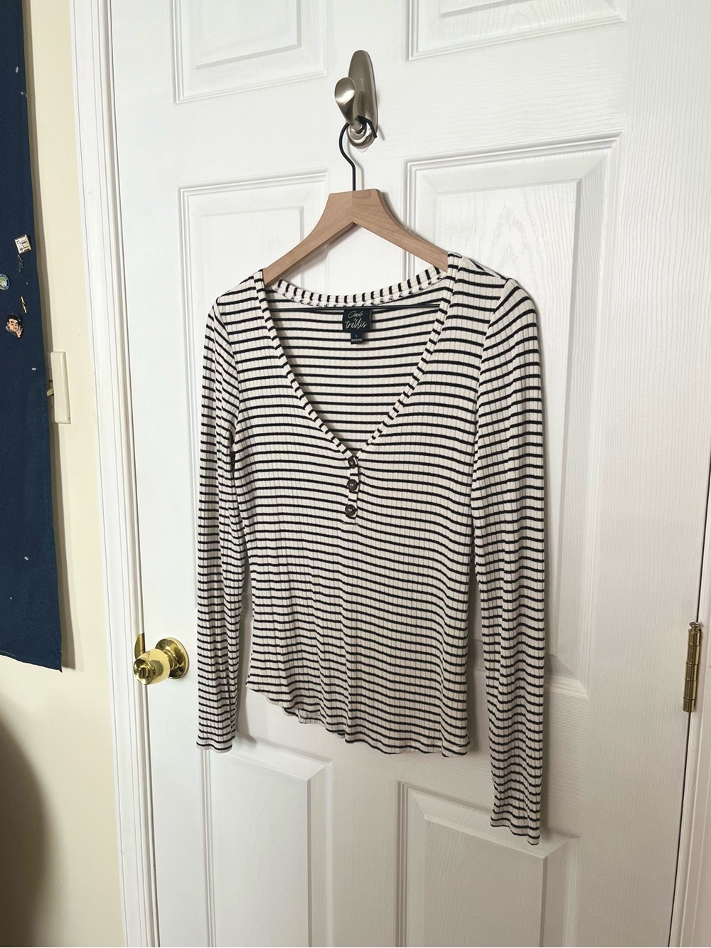 ✧・゚oak & trellis striped b&w long sleeve tee